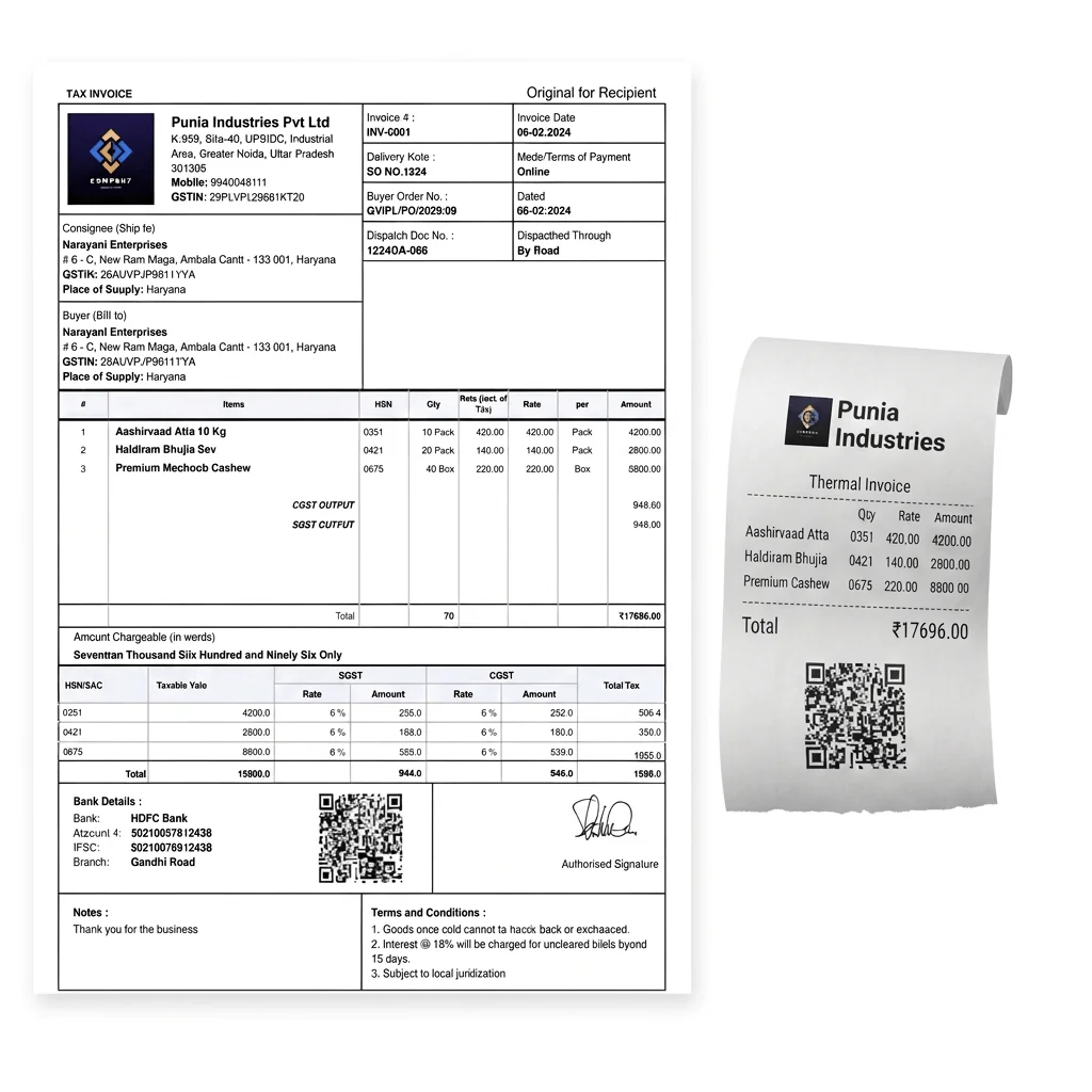 a4/a5 and thermal print invoices