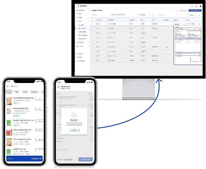 sale order from mobile app synced on laptop